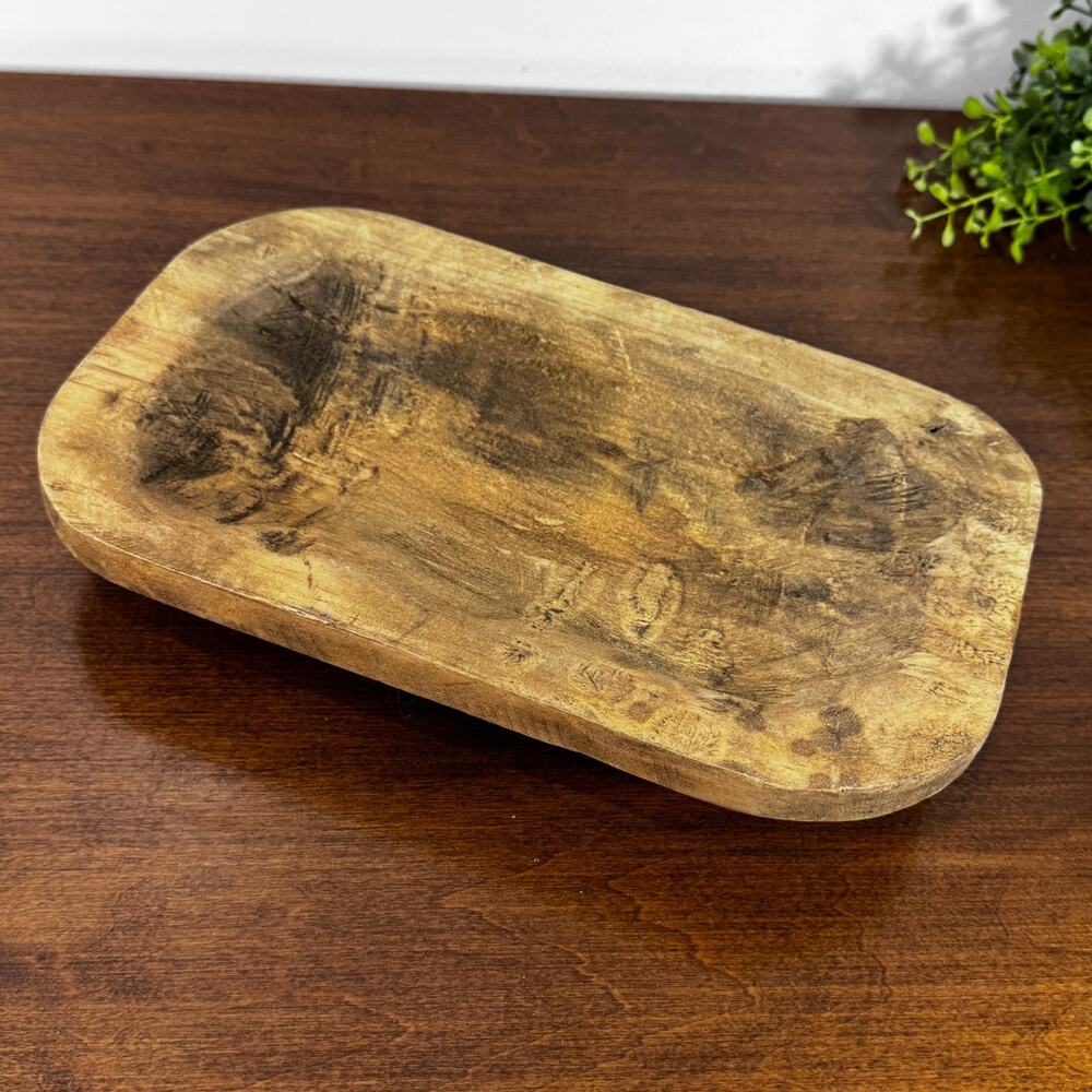 Hand Carved Wooden Dough Bowl Trencher Rustic Primitive Farmhouse Decor